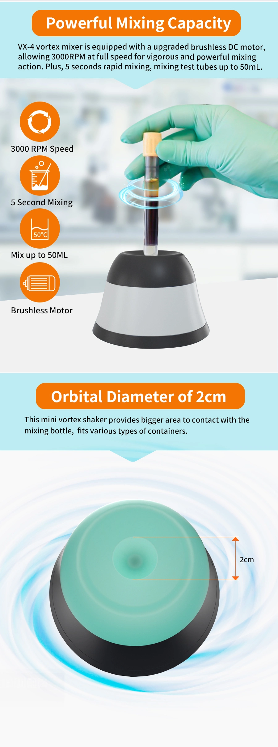 Vx-4 Laboratory Wide Use Touch Operation Multi-Color Mini Vortex Mixer