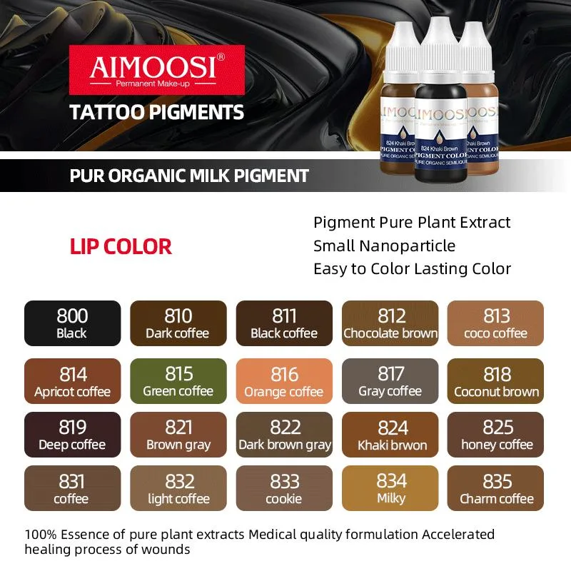 Aimoosi Organic Microblade Micro Pigment 5ml Cosmetic Color Microblading Pigment Inktsa Microblading Eyebrow Tattoo Pigment Ink