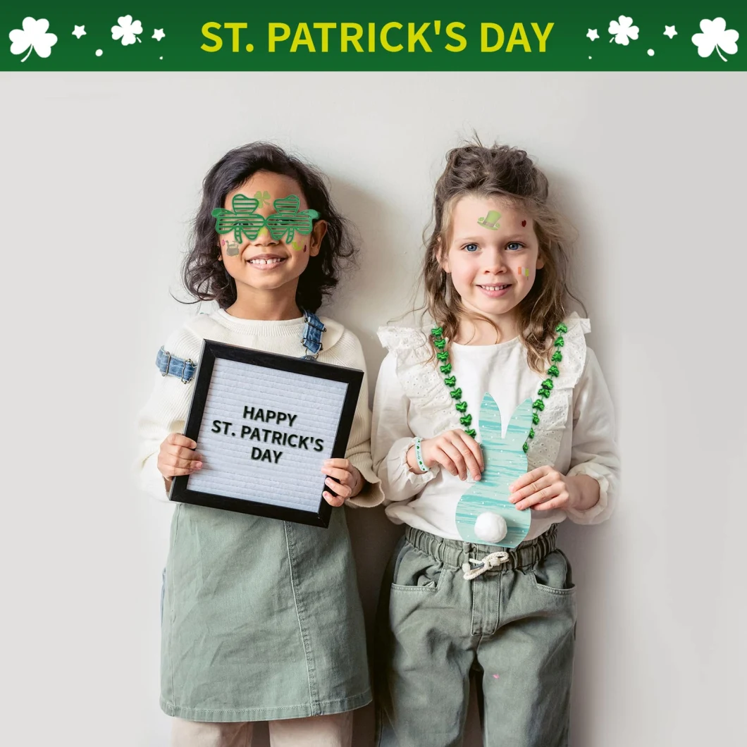 St. Patricks Day Party Favors Set Shamrock Glasses Necklaces Bracelets Tattoos St. Patrick′ S Day Accessories Decorations Supplies